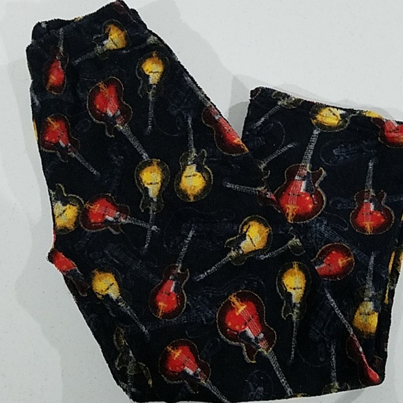 Boys Guitar Fuzzy Pajama PJ pants 12/14 - Picture 3 of 3